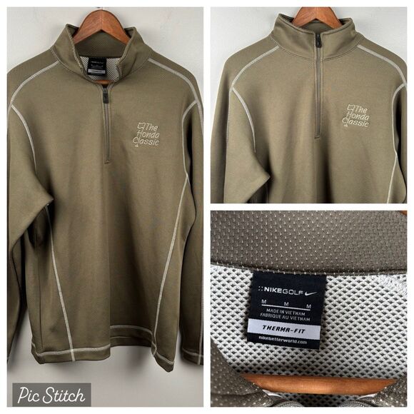 Nike Golf Therma-Fit 1/4 Zip Men's Medium Pullover Olive Green The Honda Classic - Picture 1 of 8